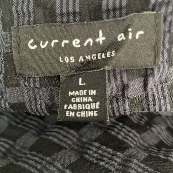 Current Air Semi-Sheer Plaid Peplum Top L - Picture 6 of 9